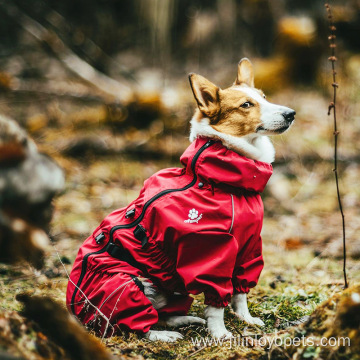 Pet dog raincoat that covers belly